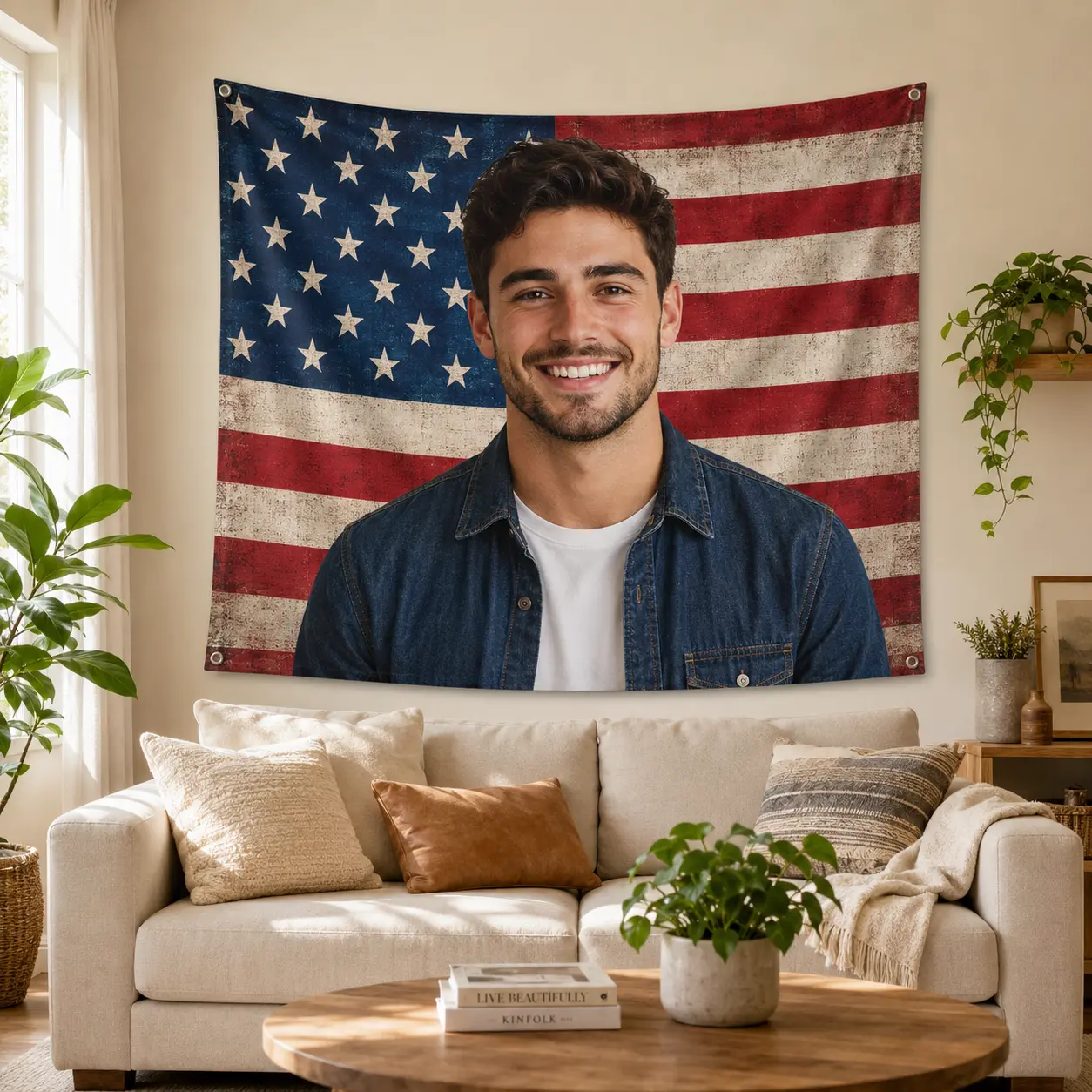 Custom Photo Flag Tapestry - Personalized Family Pet Picture Wall Hanging, 6 Color Styles, Lightweight Home House Decor Decoration for Bedroom Walls, Unique Gift