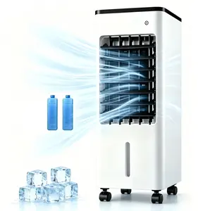 Portable Swamp Cooler Evaporative Cooling Fan, 9L Dual Fill Water Tank, 3 Adjustable Wind Speeds & Auto Swing Function, 15H Timer, Rolling Casters with Ice Packs & Remote Control for Bedroom Office Garage Backyard