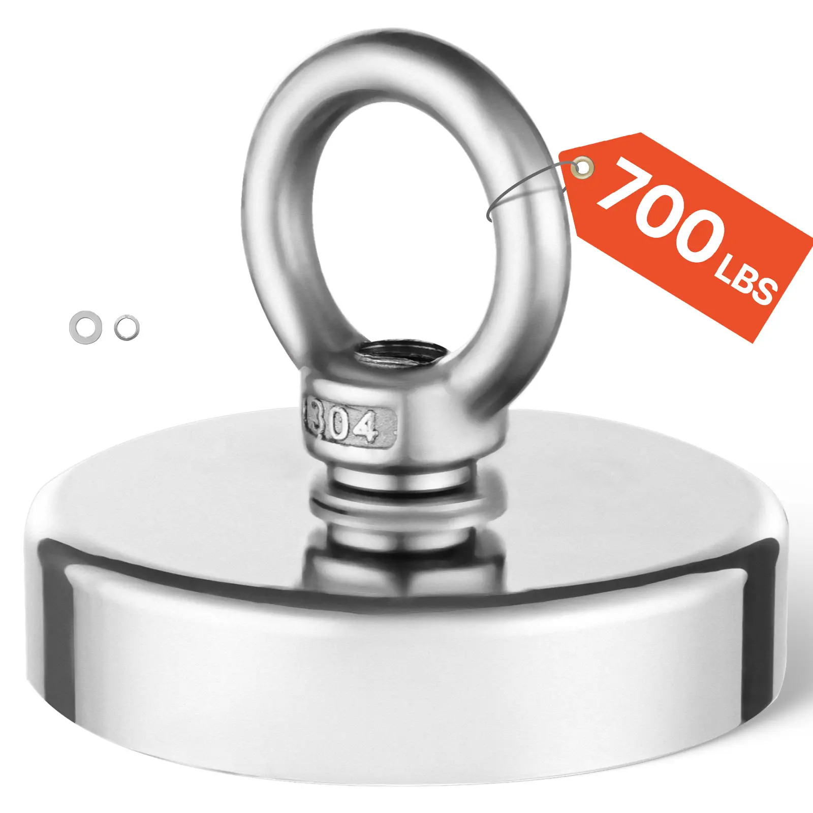 【summerfinds】VEVOR Fishing Magnet, 700 LBS/318 Kg Pulling Force Super Strong Neodymium Fishing Magnet, Rare Earth Magnet with Handle Diameter 2.36 in/60 mm for Retrieving in River, Magnetic Fishing, Heavy Hanging
