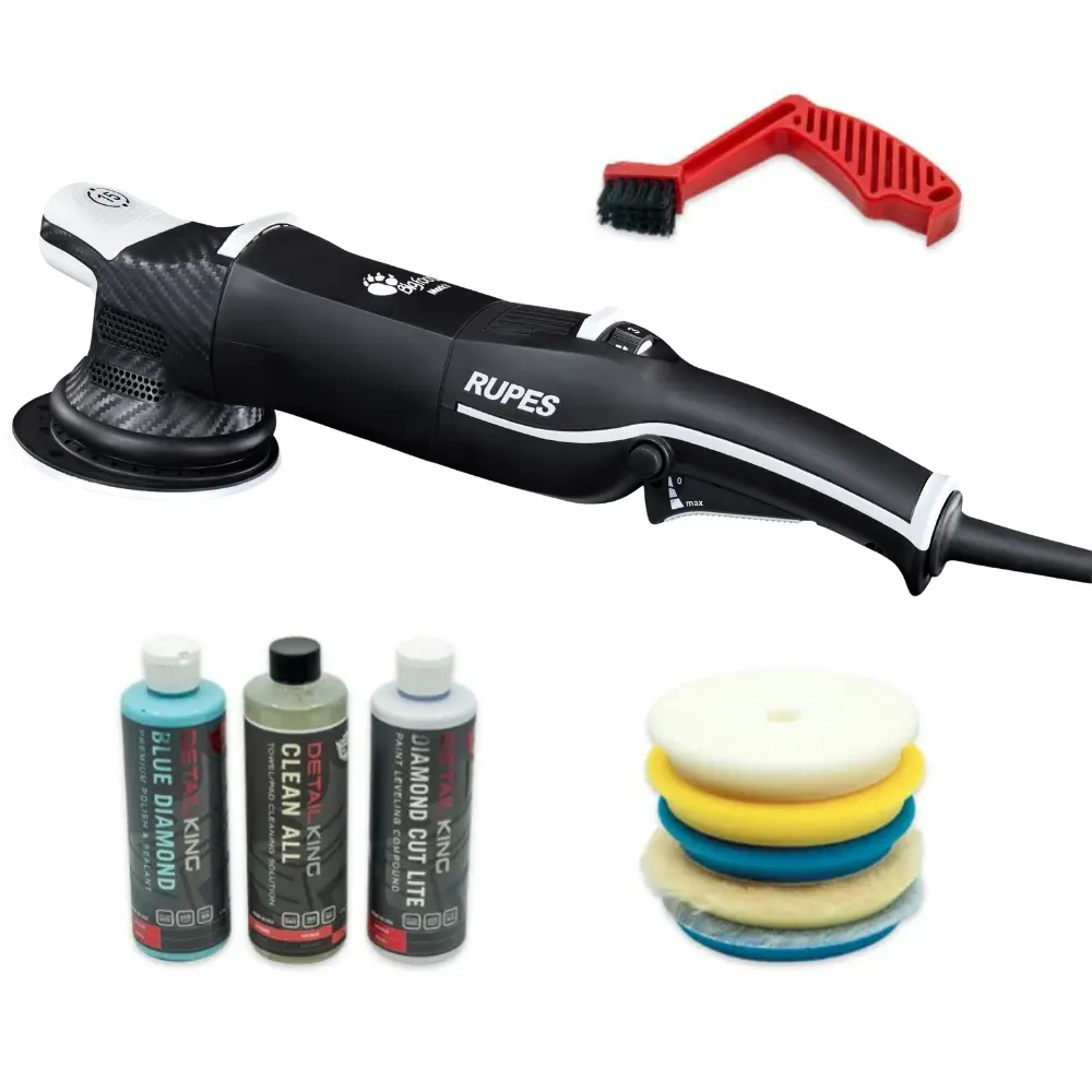 Rupes LHR 15 Mark V Value Kit - Battery-Powered Dual Action Random Orbital Polisher with Higher RPM, Efficient Uninterrupted Polishing for Automotive Curved and Varied Painted Surfaces (Specifies Pad Diameter)
