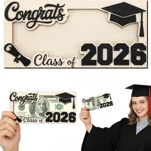 Personalized Graduation Money Holder 2026, Graduation Cap, Custom Engraved Lettering Wooden Cash Holder Card for Him Her, Personalized Graduation Gifts, Graduations Party Supplies