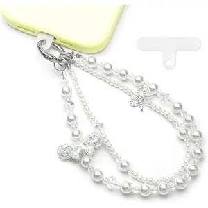 Women's Beaded Smartphone Wrist Strap Charm - Detachable Anti-Theft Mobile Lanyard with Tether Tab, Hands-Free Cellphone Accessory for Tech Accessories