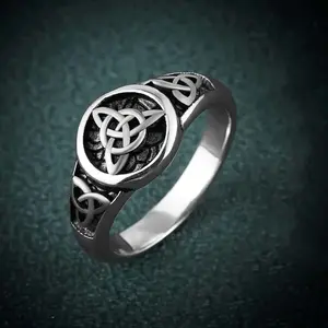 Celtic Amulet Ring with Trinity Knot Design Personalized Jewelry for Men and Women