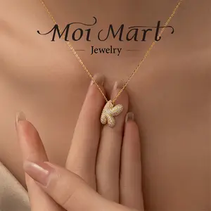 Moi Mart Capital Letter Pendant Necklace - S925 Silver Gold-Plated Necklace with Sparkling Synthetic Zirconia, Perfect Gift for women