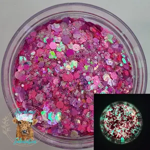 "Witch, Please!" / GLOW IN THE DARK Pink Purple Chunky Glitter