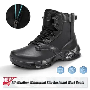 LARNMERN Men's Non-Slip Work Boots - Waterproof & Slip-Resistant, Professional Cushion, Durable for Chefs, Riders, Construction, Cycling & Outdoor Jobs