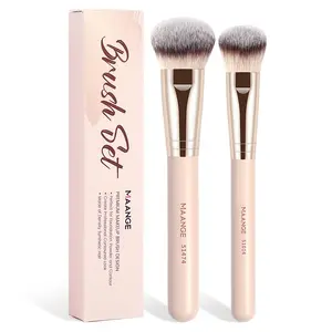 Professional Beauty Face Makeup Brush Set, 2 Counts/set Contoured Foundation Brush, Concealer Brush & Makeup Blending Brush, Multifunctional Makeup Tools, Travel Makeup Brush Set, Cosmetics, Summer Makeup