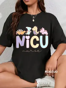 100% Cotton Retro NICU Nurse Dinosaur Neonatal Intensive Care Unit T-Shirt