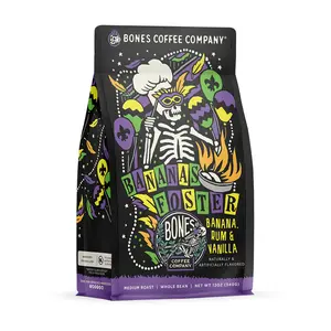 Bones Coffee Company | Bananas Foster Banana Rum Vanilla Flavored Coffee 12oz Medium Roast Arabica