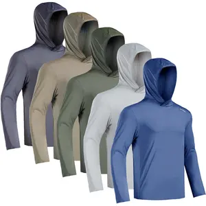 「Clearance」RODEEL 937 Sun Hoodie Shirts w/ Thumbhole Men UPF 50+ UV Protection Long Sleeve Lightweight Quick Dry Moisture Wicking Breathable Cooling Activewear for Outdoor Sport Hiking Camping Fishing Boating Construction Roofing Landscaping Gardening