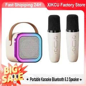 Portable Karaoke Bluetooth 5.3 Speaker Machine PA System with 2 Wireless Microphones Home Family Singing Children's Gifts
