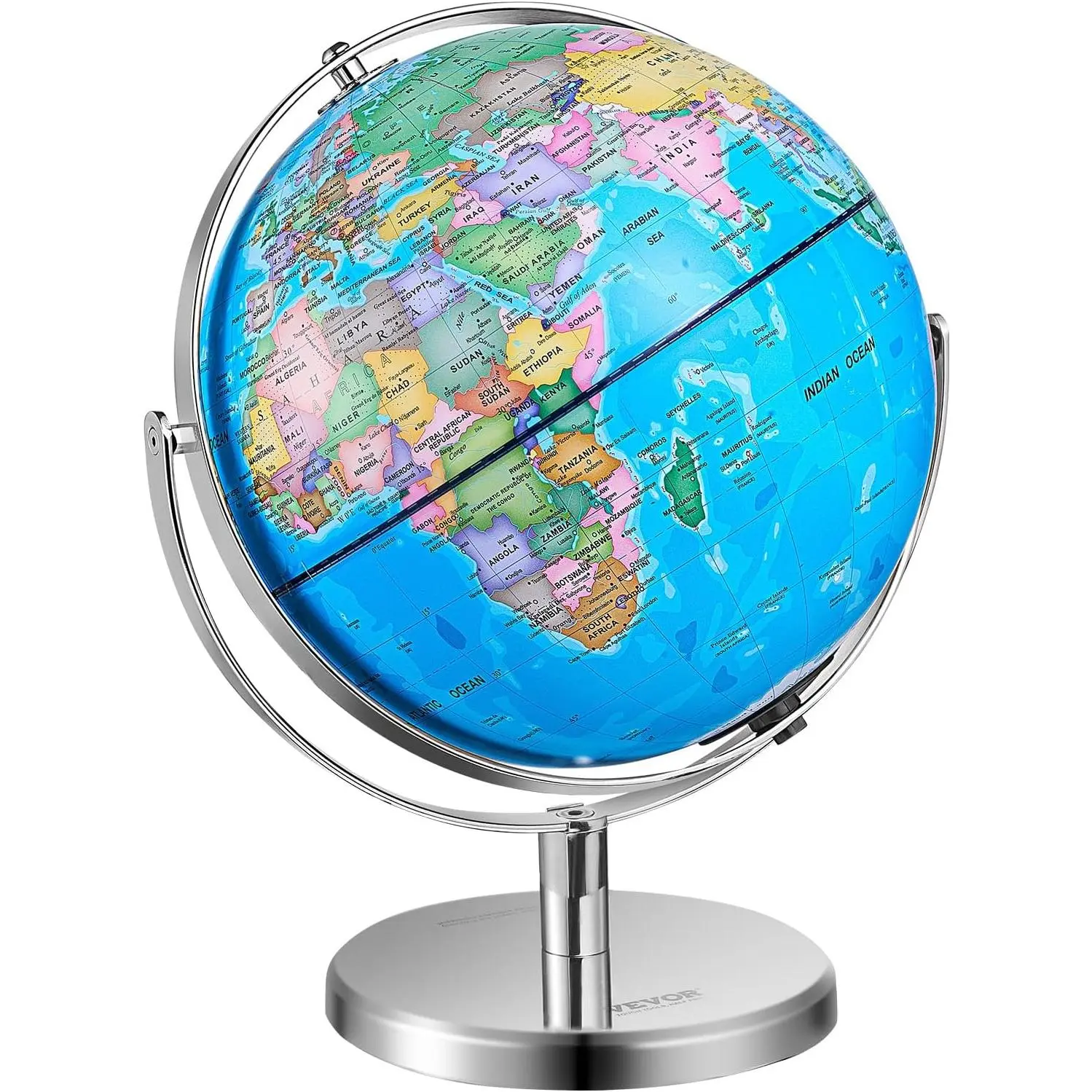 VEVOR Rotating World Globe with Stand, 13 in/330.2 mm, Educational Geographic Globe with Precise Time Zone ABS Material, 720 °   Spinning Globe for Kids Children Learning Classroom Geography Education