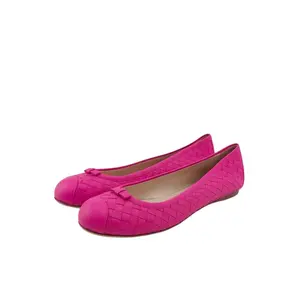 Bottega Veneta Hot Pink Interciatto Leather Ballet Flats Size US 7.5 EU 38 with Comfortable Fit and Stylish Design