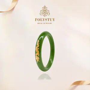 [Jade Bangle]【FOLYSTUY (JXY72)】 Jade Dragon and Phoenix Pendant for Men and Women - Daily Elegant Unisex Bangle