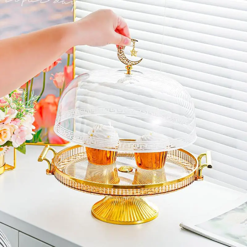 Cake Display Stand, Multi-functional Serving Tray with Dome Cover, Durable Design Party Cake Stand for Cake, Salad, Dessert, Ornaments, Clear Cupcake Stand, Plastic Cake Stands, Cake Display Holder