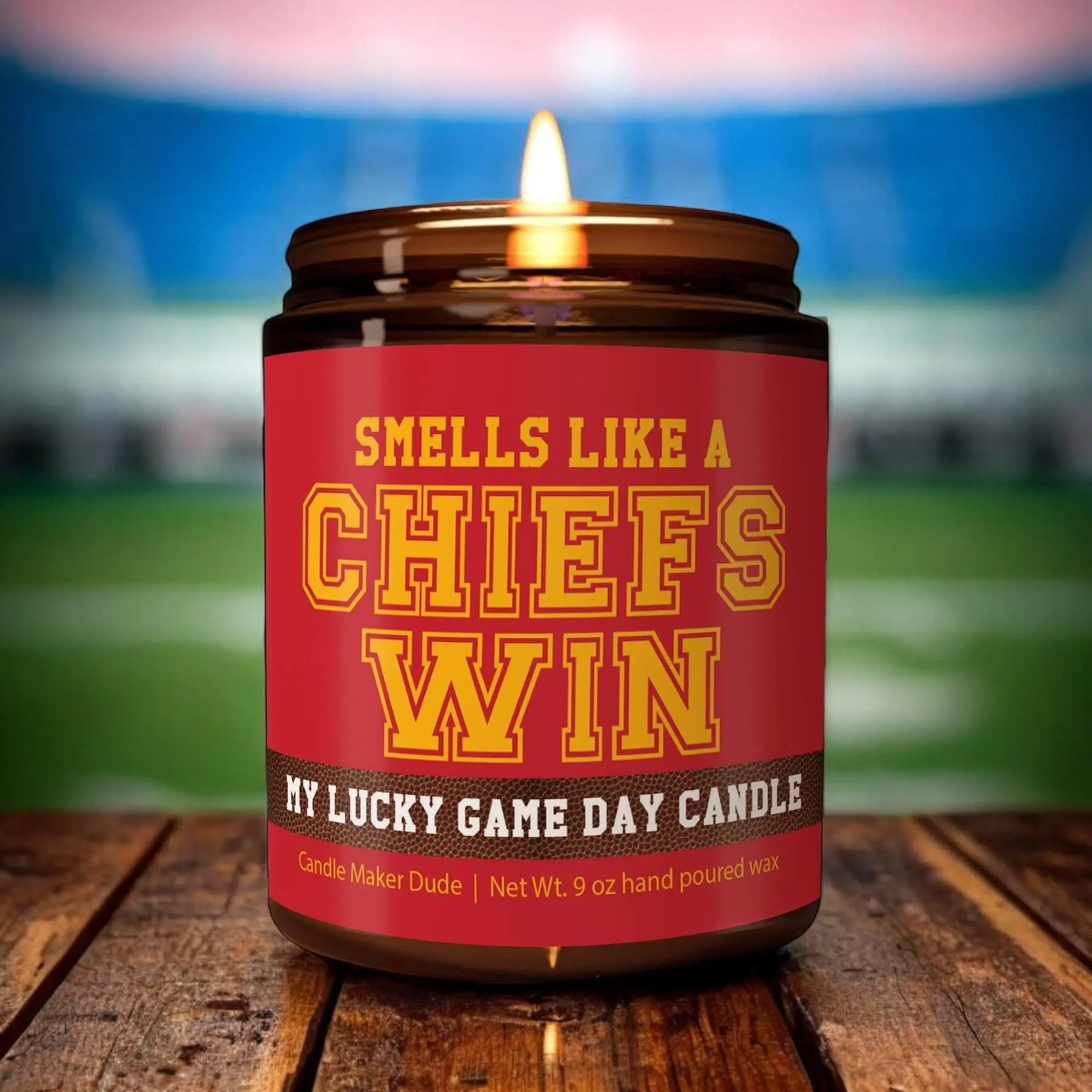 Smells Like a Chiefs Win Candle - Funny Football Scented Candle for Chiefs Fans, Lucky Game Day Soy Candle, Fan Cave Decor
