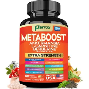 Parrox Metaboost - Natural Metabolism Supplement with Berberine, L-Carnitine, L-Theanine & 20+ Extra Strength Ingredients - Fitness, Balanced Gut, & Digestive Health - Made in USA