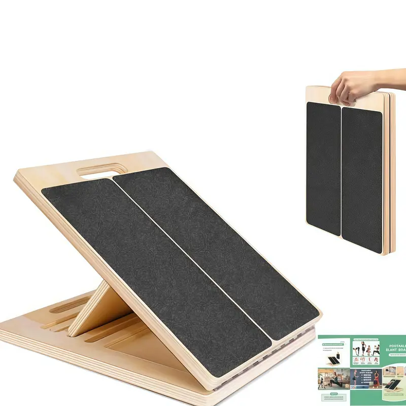 Slant Board for Calf Stretching, Adjustable Portable Wooden Incline Board for Calf Stretcher with Training Poster, 300 Lbs Weight Capacity Calf Stretch Wedge for Leg Exercise, Squat & Physical Therapy
