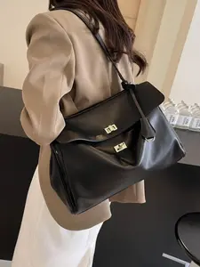 DOVA   Retro light luxury soft leather tote bag for women, fits 15.6-inch laptops, large capacity, soft and smooth cowhide texture with shape, lock closure, dual carrying methods, suitable for commuting, business trips, and making a statement ...