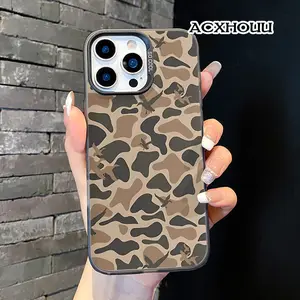 Camouflage Flying Birds Design Soft TPU Shockproof Silicone Casing for iPhone 11-17, 14-16 Pro/Pro Max Smartphone Devices, Handheld Cellphone Protection Accessory