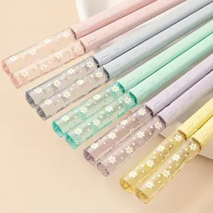 Colorful Amber Sakura Chopsticks, High Temperature Resistant, Anti slip, and Anti Mold Creative Cute Kitchenware Household Alloy Chopsticks