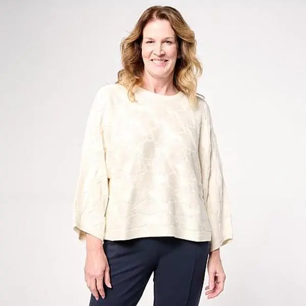 MarlaWynne WynneLayers Shimmery Cable Sweater