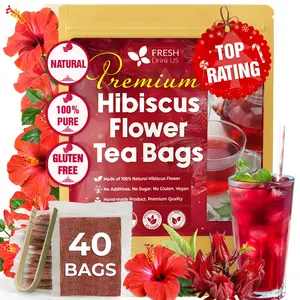 Hibiscus Tea, Premium Hibiscus Flowers Tea Bags, 100% Natural, Pure from Hibiscus Flowers. Loose Flower Hibiscus Herbal Tea. Hibiscus Flower Tea. No Sugar, No Caffeine, No Gluten, Vegan. hibiscus tea Beverage