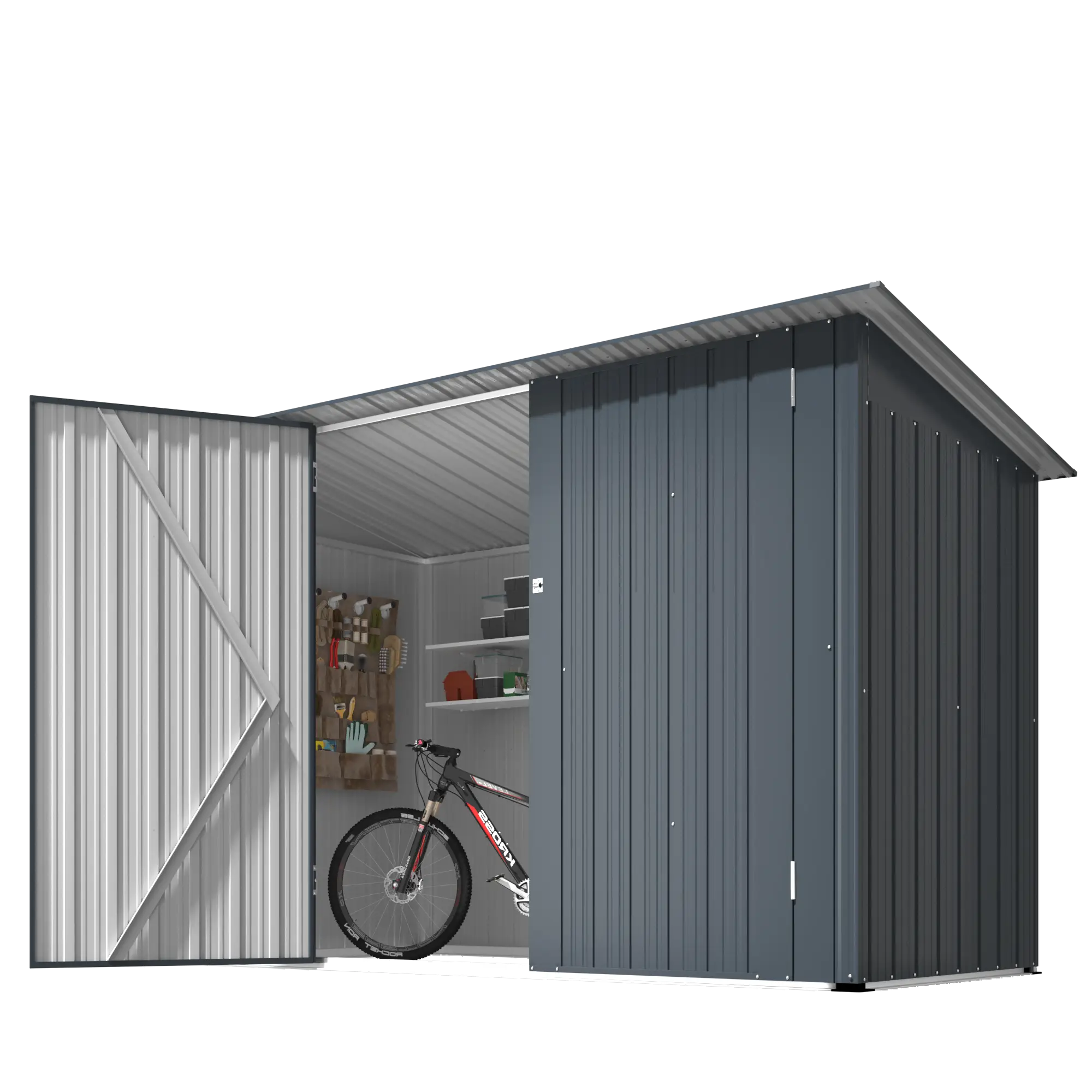 YODOLLA Outdoor Bike Sheds & Storage, 7x3 Metal Garden Storage Sheds, Lean to Design for Multiple Bikes in Pool and Garden