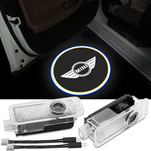 2/4Pcs HD 3D Led Welcome Light Car Door Projector Lamps For Mini Cooper One S R55 R56 F54 F55 F56 R50 R53 R60 Countryman JCW Auto Accessories Car Door Lights
