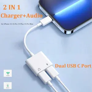 1-3pcs USB-C To USB-C + USB-C Adapter With Cable Card Reader, Compatible With IPhone 15/16 Series, / Devices With USB-C Dual USB Adapters USB Port Adapters