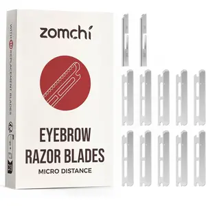 ZOMCHI Reusable Metal Dermaplane Tool Refills, Set of 10 Replacement Blades (Micro Distance), Dermaplaning Razor Refills, Plastic Free Eyebrow Razor Blades