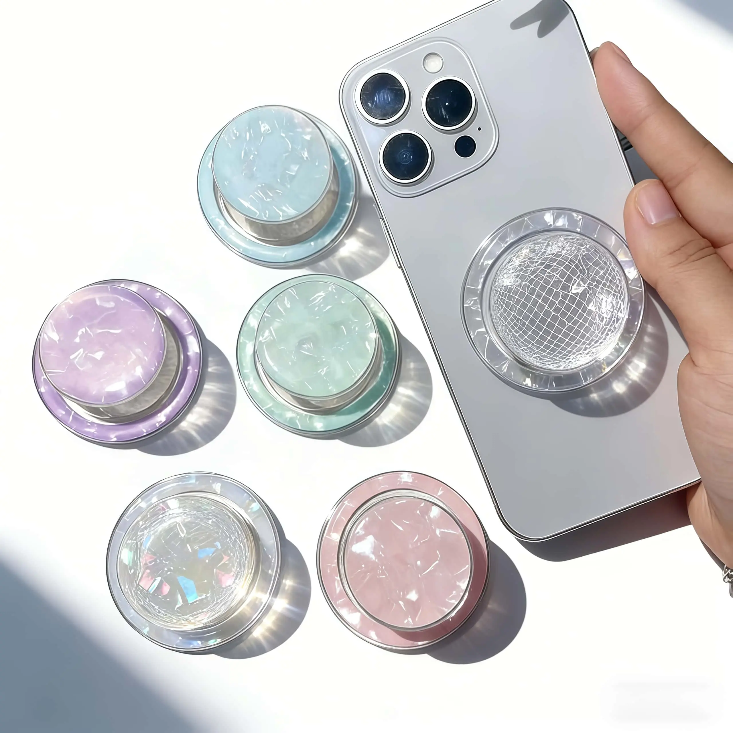 1/3/6pcs-Reusable MagSafe Magnetic Airbag Phone Holder, Colorful Seashell Paper Design with Aesthetic Instagram-Worthy Shell Pattern, Strong Grip & Stable Stand for Smartphones, Cute Accessory for Daily Use-MM