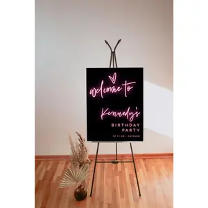 Neon Birthday Party Welcome Poster Editable, Neon Birthday Welcome Sign, Welcome Birthday, Any Age, Download, Editable, 84