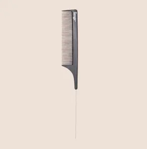 L'ANGE HAIR - Carbon Fiber Styling Comb - Teasing Metal Pin Tail - Best for: all hair types - perfect for clean parting, precise sectioning, and polished, detailed styling