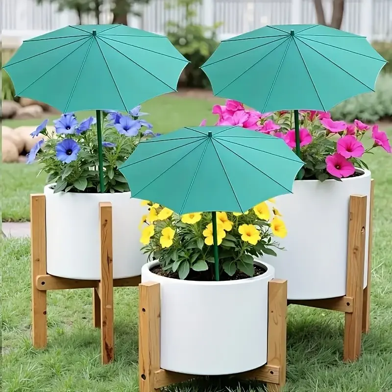 2026 New 3-Piece Outdoor Plant Flower Umbrella Set, Garden Parasol, Sun Protection and Rainproof Design, Adjustable Sizes, Easy Care for Tall and Short Plants