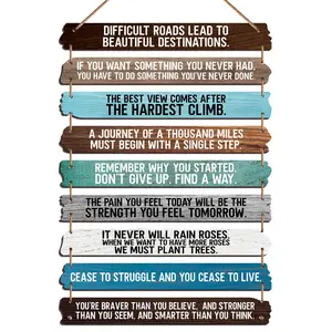 1set Inspirational Wall Art Decor for Office, Wooden Rustic Hanging Motivational Wall Art Decoration Sign, Inspiring Positive Quotes Wall Art for Home Living Room Bedroom Bathroom Classroom Gym Ornaments Hangable