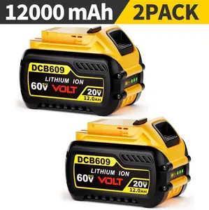 2 Pack 12.0Ah High Capacity 20V/60V MAX Battery Lithium-ion Replacement Compatible with Dewalt 20V/60V Flexvolt Battery DCB606, DCB609, DCB612 Cordless Power Tools