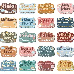 20 Pcs Spanish Posters Spanish Phrases Card Classroom Decorations Spanish Bulletin Board Set Learning Poster Study Materials School Classroom Wall Decor