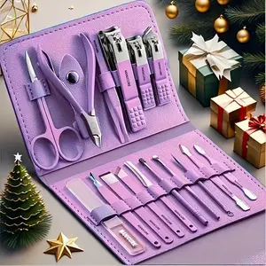 16-Piece Premium Nail Clipper Set | Professional Manicure & Pedicure Kit for Thick Nails | Luxurious Travel Leather Case | Unisex Grooming Tools Gift for Men & Women