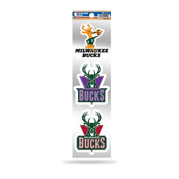 Rico Industries Retro Spirit Milwaukee Bucks 3-Pack Decal Set