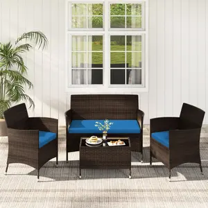 [Costway] 3/4/5 Pieces Patio Rattan Furniture Set, Outdoor Rattan Sofa Set with Seat Cushions & Coffee Table, Patio Wicker Furniture Set for Garden Balcony Backyard Poolside-Mother's Day Gift