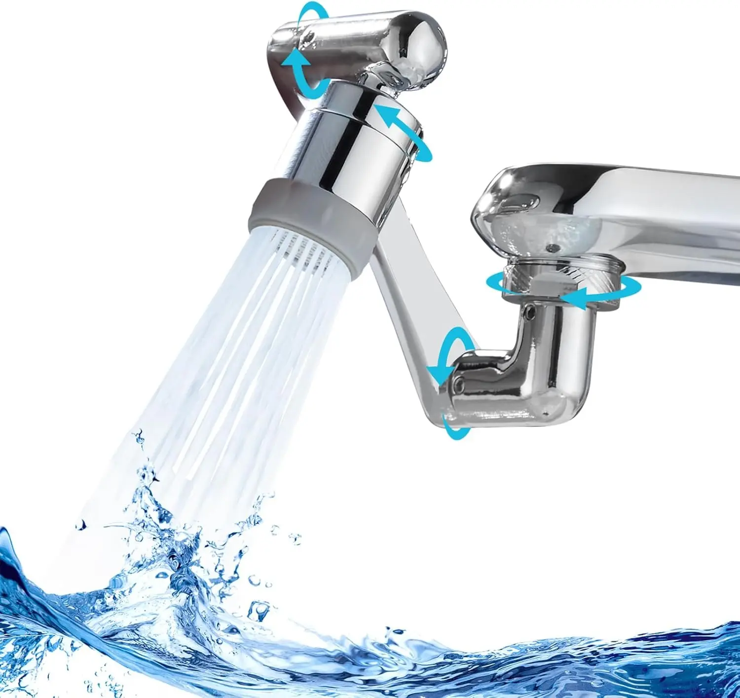 CECEFIN 1080° Rotatable Swivel Faucet Extender Sink Aerator 2 Mode Splash Water Filter Extension for Kitchen & Bathroom 360° Rotatable Spray Attachment Multifunctional Universal Robotic Arm Wash Hand Hair Face
