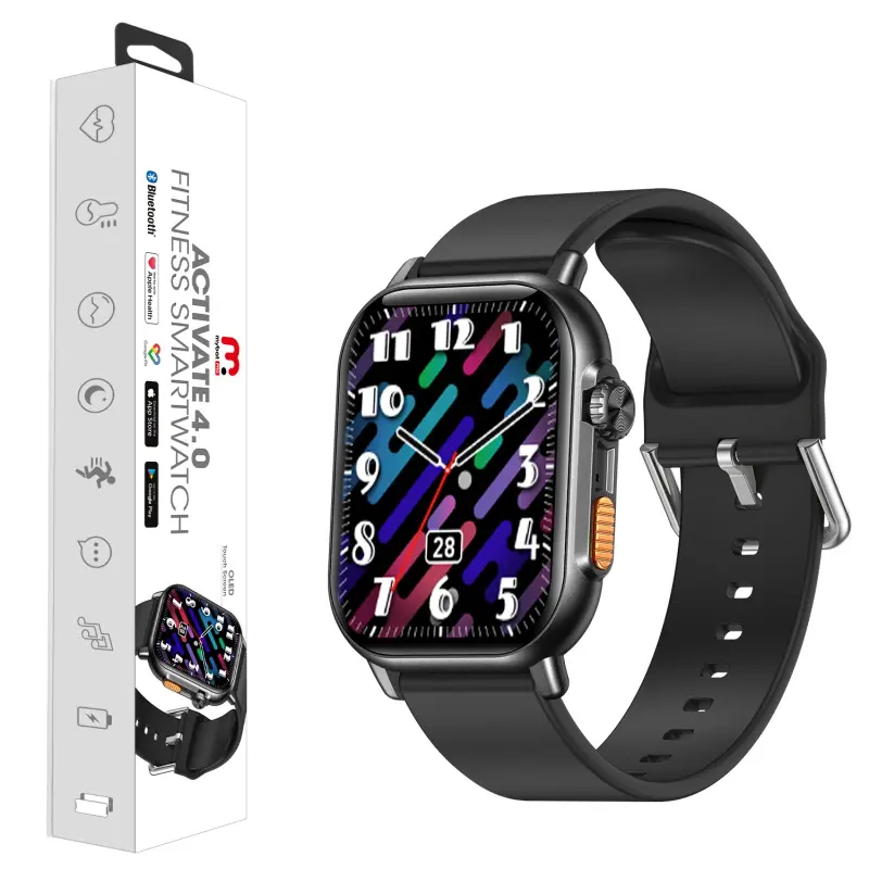 MyBat Pro Activate 4.0 Fitness Smartwatch - Wristwatch with Advanced Health Monitoring, Activity Tracking, Sleek Durable Design for Health Enthusiasts