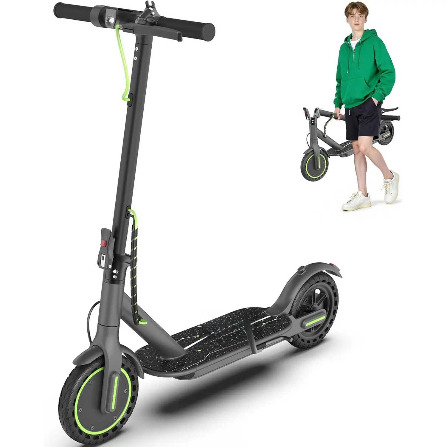 Foldable Kids Electric Scooter, 350W Motor, Max 12/16Miles Long Range, 19 MPH Max Speed, 8.5" Solid Tire, Lightweight Foldable E-Scooter with Dual Braking, Digital Display, Cruise Control