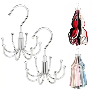 Rotatable Belt Hanger & Closet Organizer, 2 Pack - 48 Storage Capacity, 360° Swivel Hooks, Heavy-Duty Metal Holder for Bras, Tops, Ties, Scarves