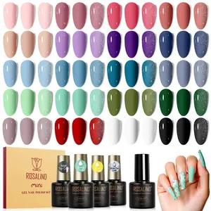 ROSALIND 24PCS Gel Nail Polish Set Mini Bottle with Base Glossy and Matte Gel Top Coat, Cured with UV Lamp Long Lasting Nail Gel Polish Starter Set For All Seasons Beginner DIY at Home Manicure