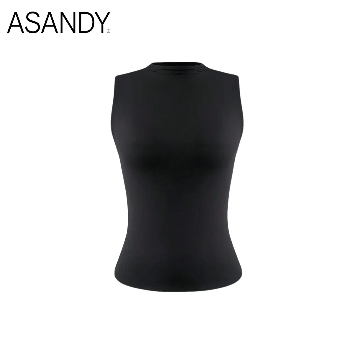 ASANDY Women's Double-Layer Mock Neck Tank Top, Elegant Seamless Basic Undershirt, Stretchy Slim Fit, Layer-Friendly for Casual Wear, Basic Undershirt Tanks, White Tank Top