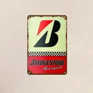Vintage Bridgestone Metal Garage Sign for Man Cave Wall Art Waterproof UV Printed Tire Shop Decor Unique Rustic Mechanic Gift