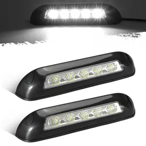 Partsam 2Pcs 8” RV Led Porch Awning Lights 12V IP67 Waterproof Wall Lamps Utility Strip Lights Bar Surface Mount for Trucks Motorhome Caravan Camper Boat Trailer Marine Led Spotlights Black Housing