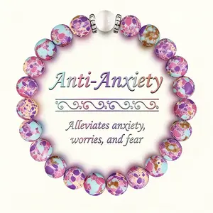 Unisex Bohemian Cat Eye Stone Beaded Bracelet, Healing Crystal Anxiety Relief Natural Stone Jewelry for Men & Women, Perfect Gift，Mother's Day Gift